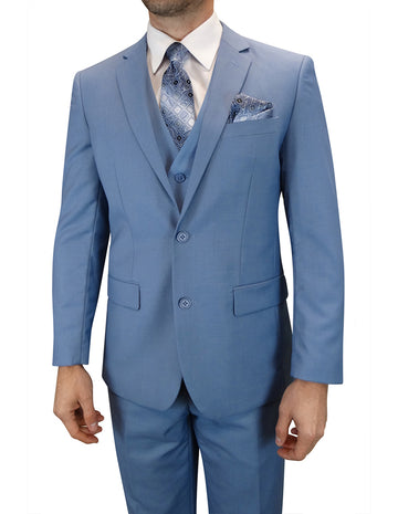 Statement TS-2V Steel Blue Super 150's Italian Wool Vested Suit