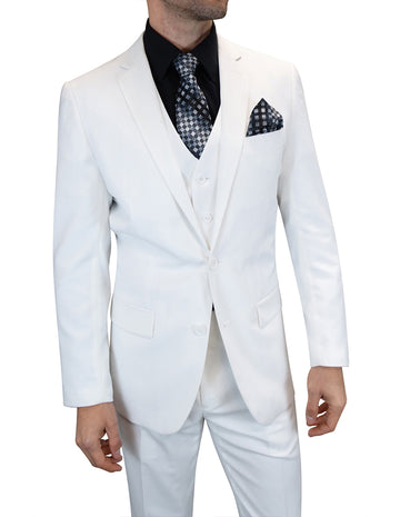 Statement TS-2V White Super 150's Italian Wool Vested Suit