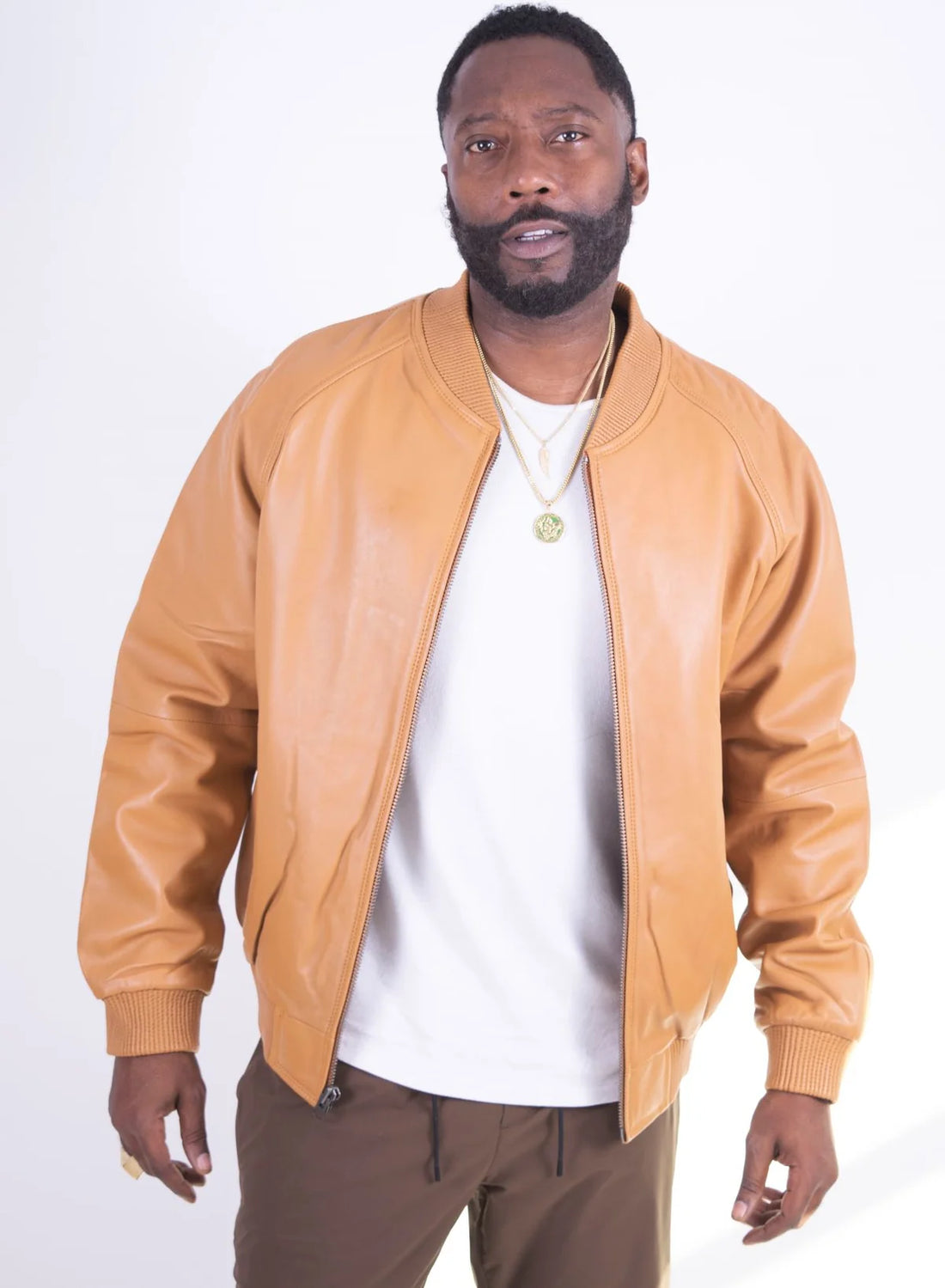 Jakewood 1051 Tan Genuine Lambskin Baseball Varsity Jacket