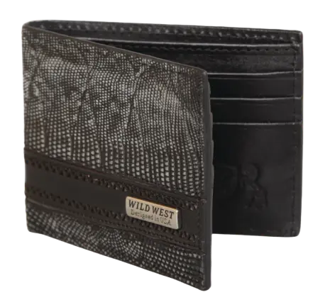 Wild West 2CA60774 Sanded Black Genuine Teju Lizard Wallet Suit Essence