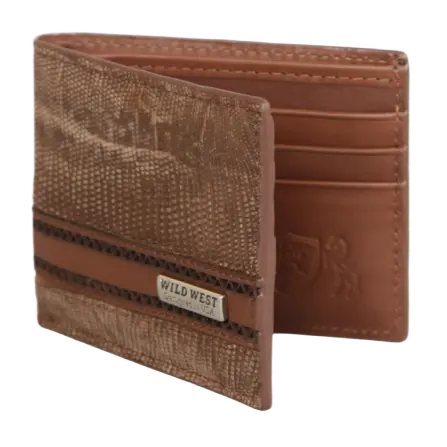 Wild West 2CA60735 Sanded Brown Genuine Teju Lizard Wallet Suit Essence