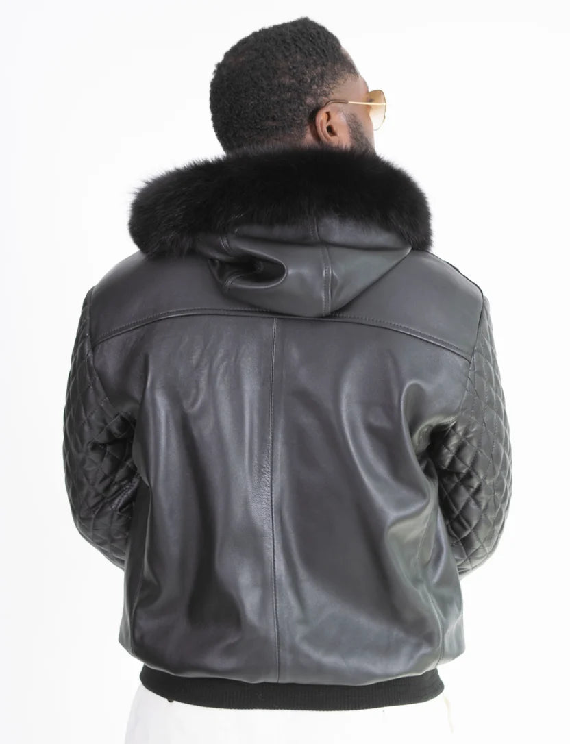 Jakewood 3425H Black Genuine Pony Fur/Lambskin Leather/Fur Jacket