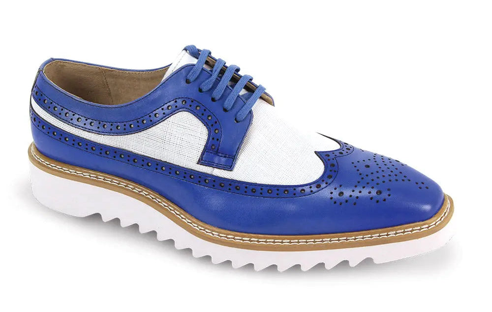 Giovanni Tone Blue/White Genuine Leather Oxfords