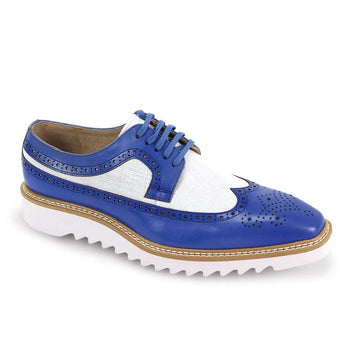 Giovanni Tone Blue/White Genuine Leather Oxfords