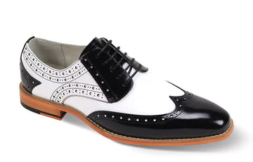 Giovanni Troy Black/White Genuine Leather Oxfords