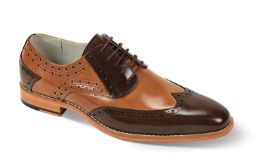 Giovanni Troy Chocolate Brown/Tan Genuine Leather Oxfords