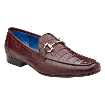 Belvedere Udine 1030 Burgundy Genuine Caiman Crocodile/Lizard Loafers
