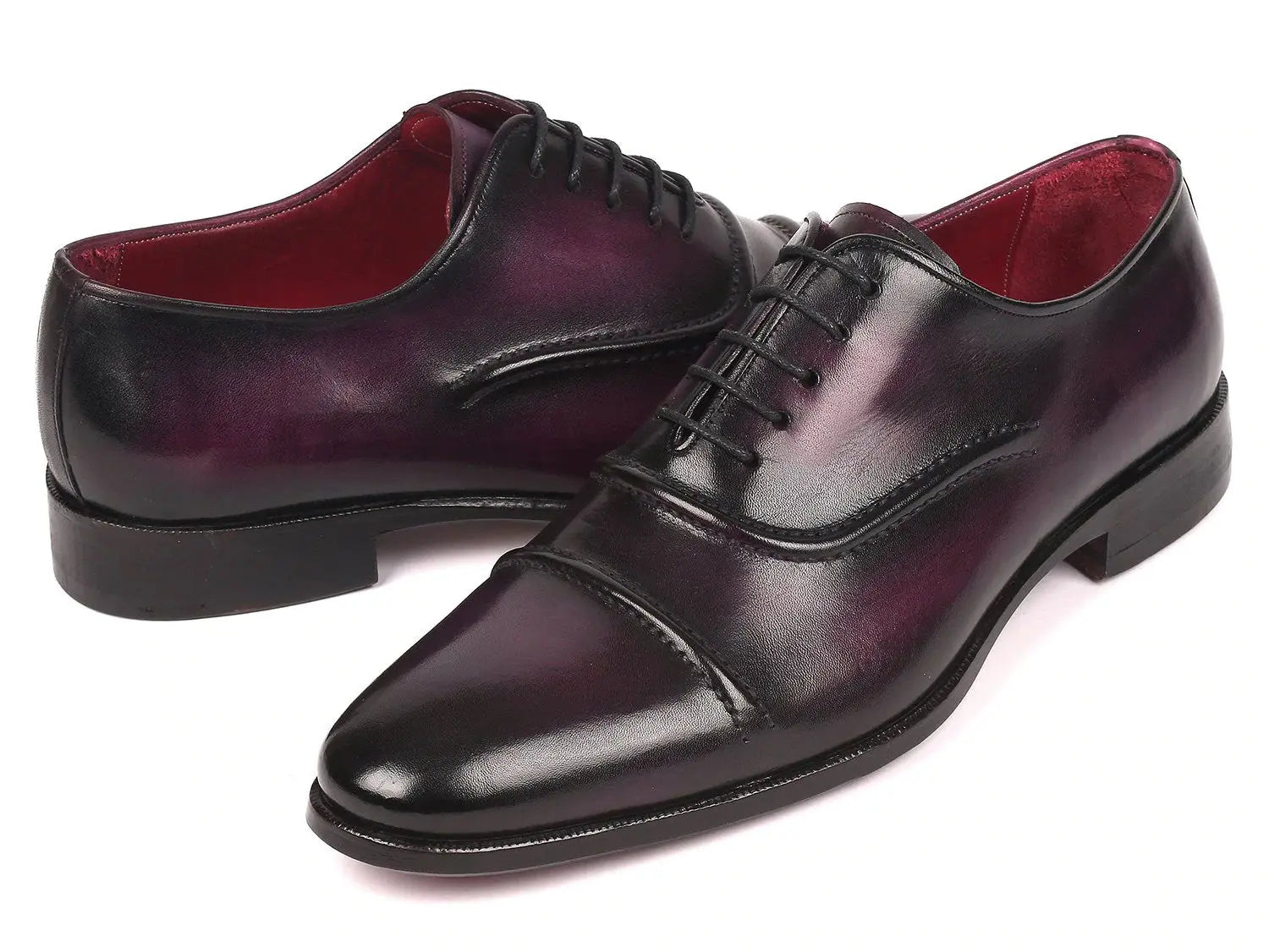 Paul Parkman Men's Purple Hand-Painted Cap-Toe Oxfords (ID#077-PRP) PAUL PARKMAN