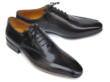 Paul Parkman Men's Black Leather Oxfords - Side Handsewn Leather Upper and Leather Sole (ID#018-BLK)