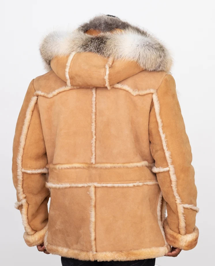 Jakewood 4950H Camel Genuine Sheepskin/Fox Fur Motorcycle Jacket