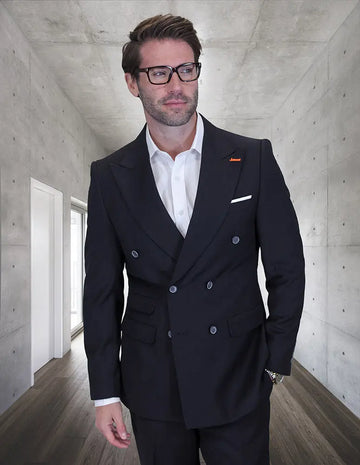 Statement SD-104 Black Super 200's Italian Wool Suit