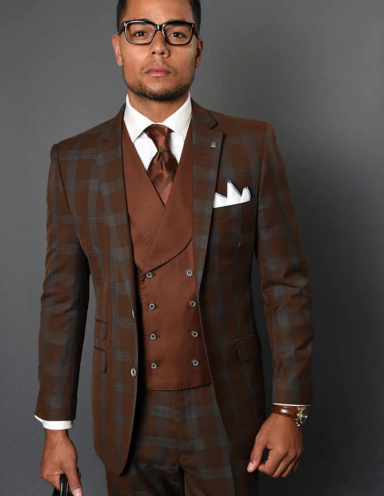 Statement Como Copper Super 200's Italian Wool Vested Suit