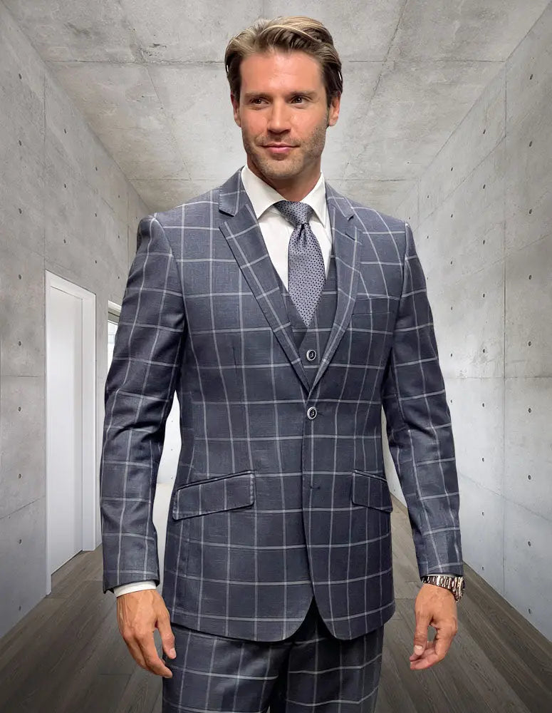 Statement Angel-3 Gray Super 200's Italian Wool Vested Suit