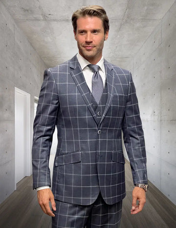 Statement Angel-3 Gray Super 200's Italian Wool Vested Suit