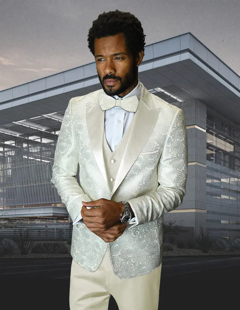 Statement Bellagio-4 Offwhite Vest Tuxedo