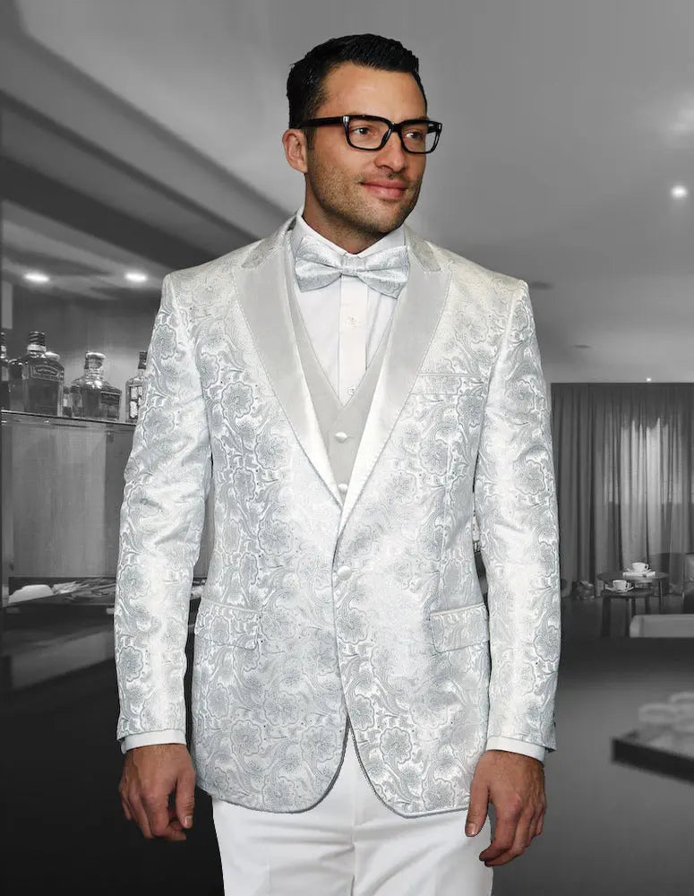 Statement Bellagio-4 White Vest Tuxedo