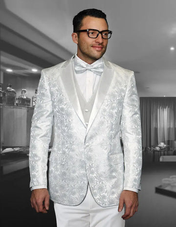 Statement Bellagio-4 White Vest Tuxedo