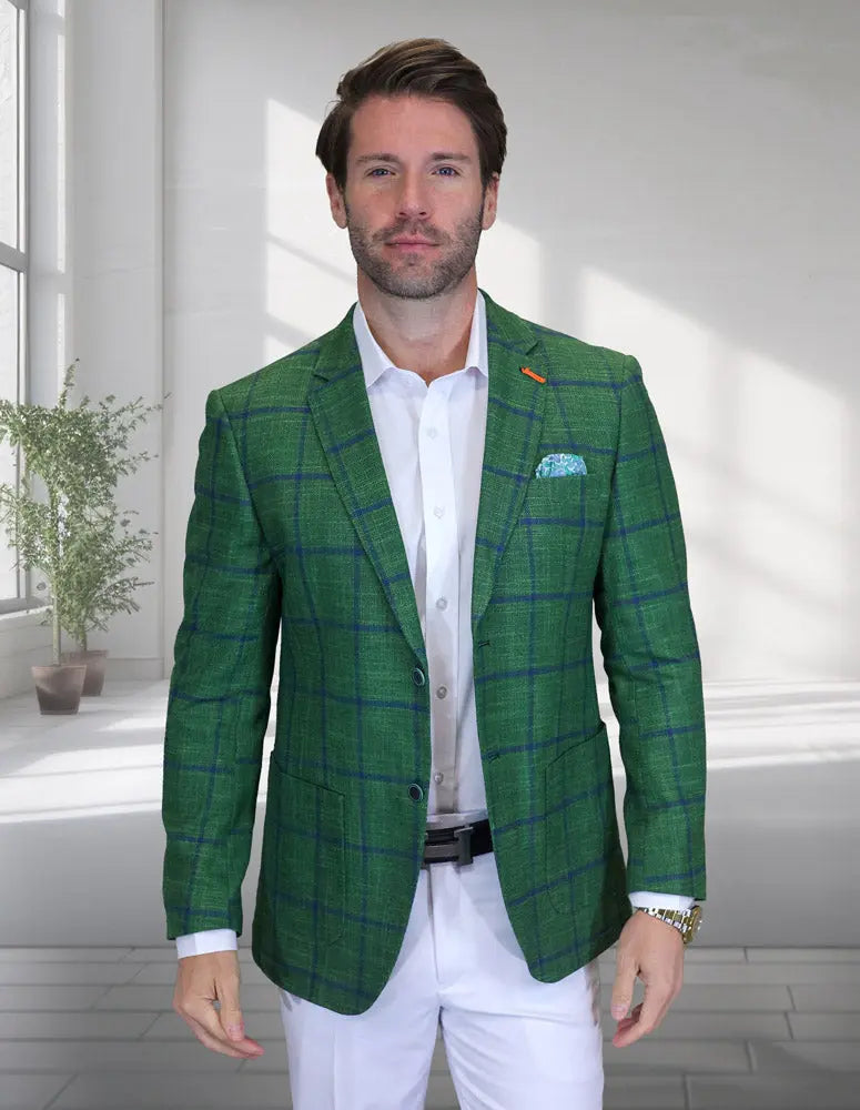 Statement Valentin-4 Green Super 200's Italian Wool Blazer