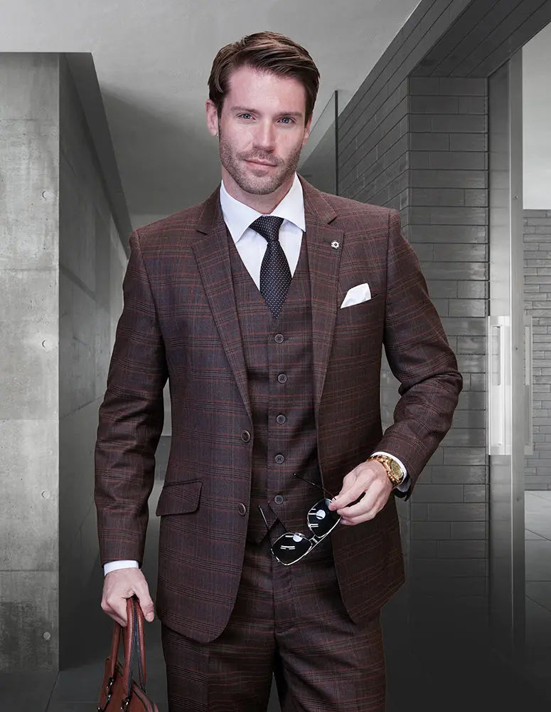 Statement Santori Copper Super 200's Italian Wool Vested Suit