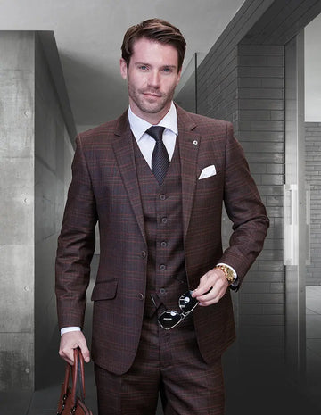 Statement Santori Copper Super 200's Italian Wool Vested Suit