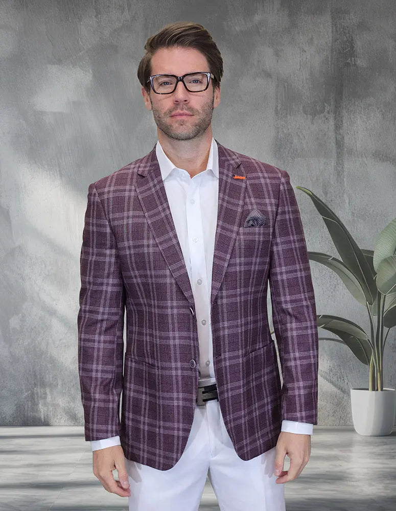 Statement Valentin-6 Burgundy Super 200's Italian Wool Blazer