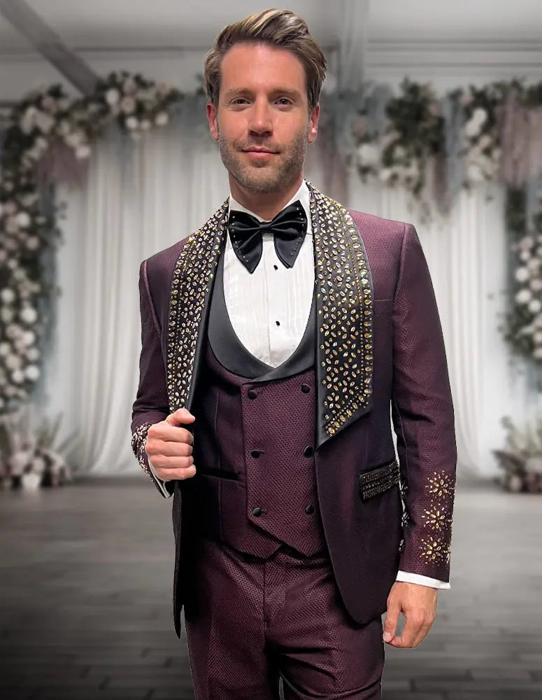 Statement Bella Burgundy Vest Tuxedo