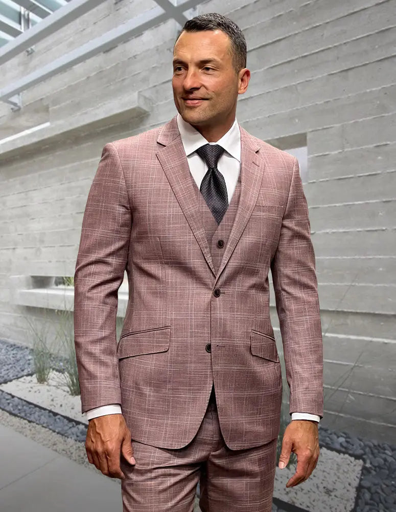 Statement Angel-3 Mauve Super 200's Italian Wool Vested Suit