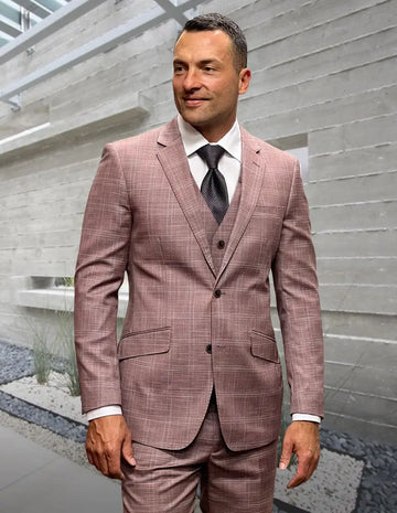 Statement Angel-3 Mauve Super 200's Italian Wool Vested Suit