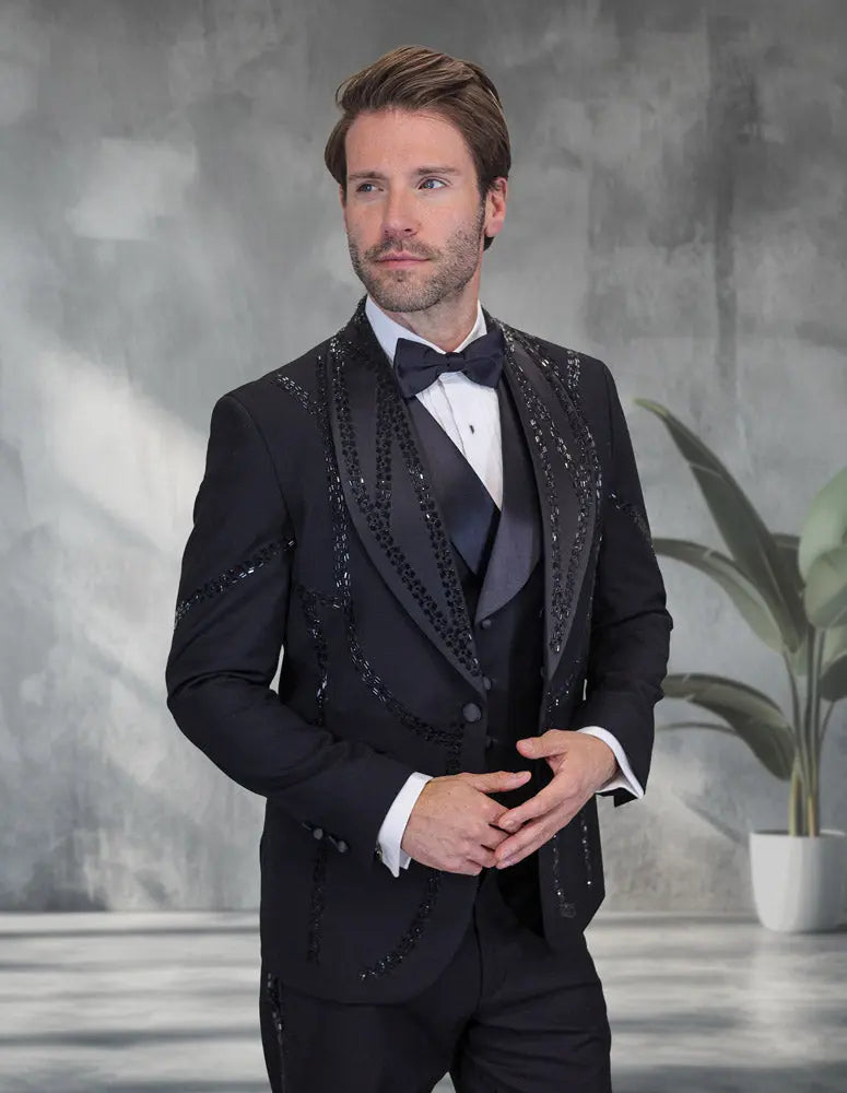 Statement Chic Black Vest Tuxedo