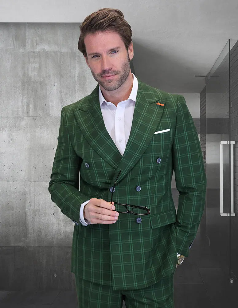 Statement SD-103 Olive Super 200's Italian Wool Suit
