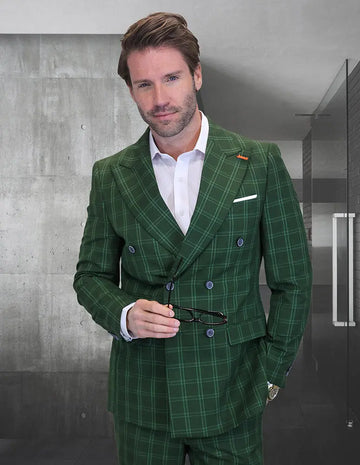 Statement SD-103 Olive Super 200's Italian Wool Suit
