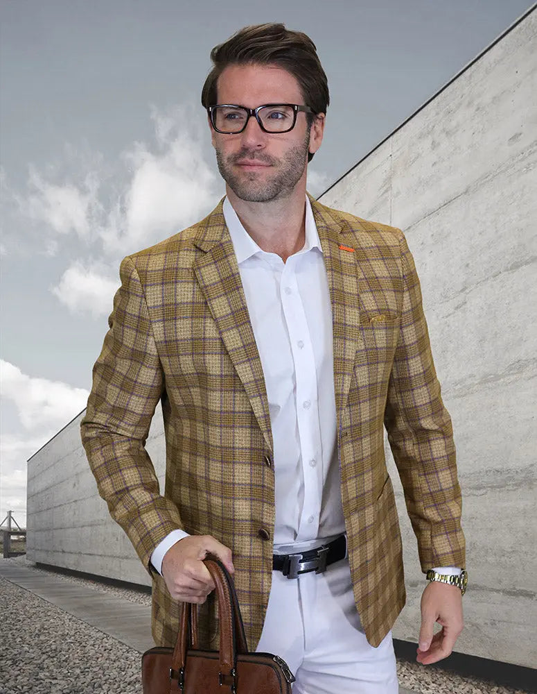 Statement Valentin-3 Camel Super 200's Italian Wool Blazer