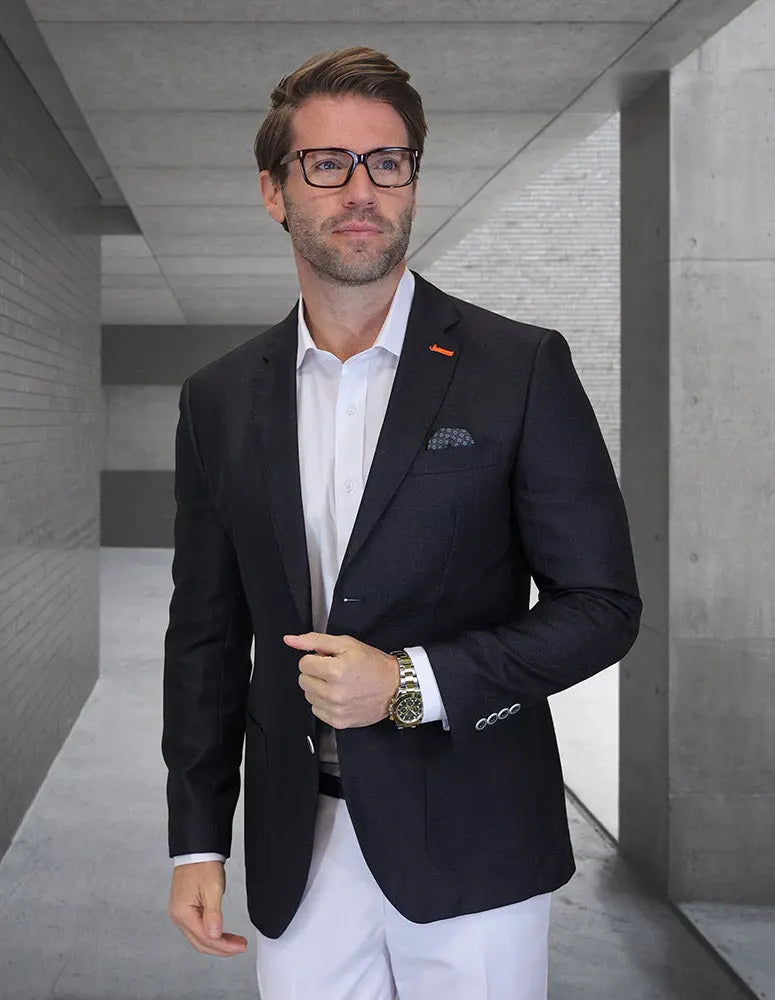 Statement Valentin-7 Black Super 200's Italian Wool Blazer