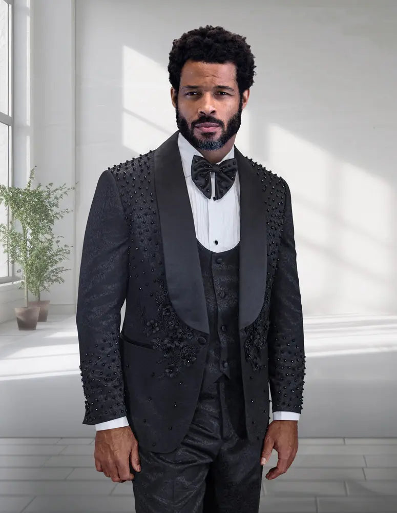 Statement Elio Black Vest Tuxedo