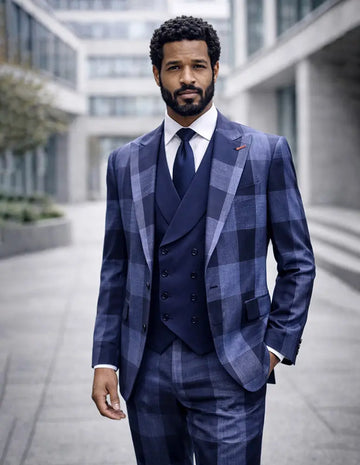 Statement Venus Navy Super 200's Italian Wool/Cashmere Vested Suit