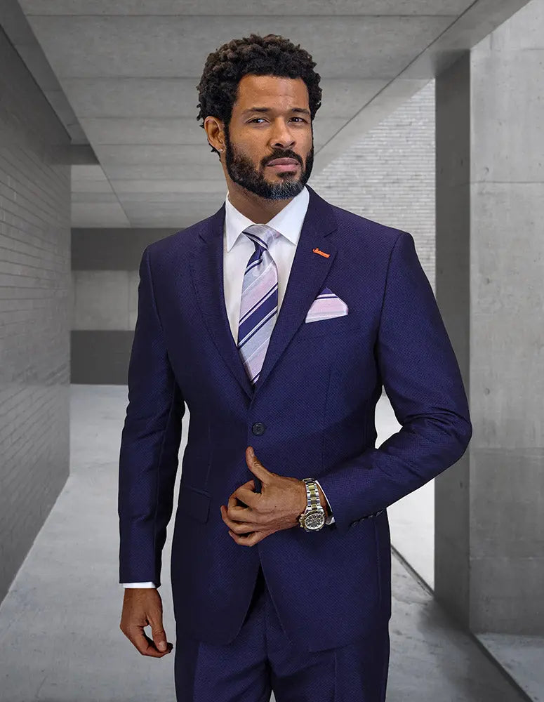 Statement Vernaza Navy Super 200's Italian Wool Suit
