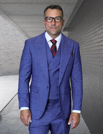 Statement Verona Indigo Super 200's Italian Wool Vested Suit