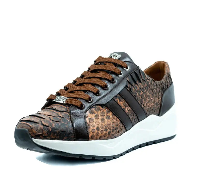 Marco Di Milano Verona Rustic Cognac Genuine Python Sneakers