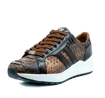 Marco Di Milano Verona Rustic Cognac Genuine Python Sneakers