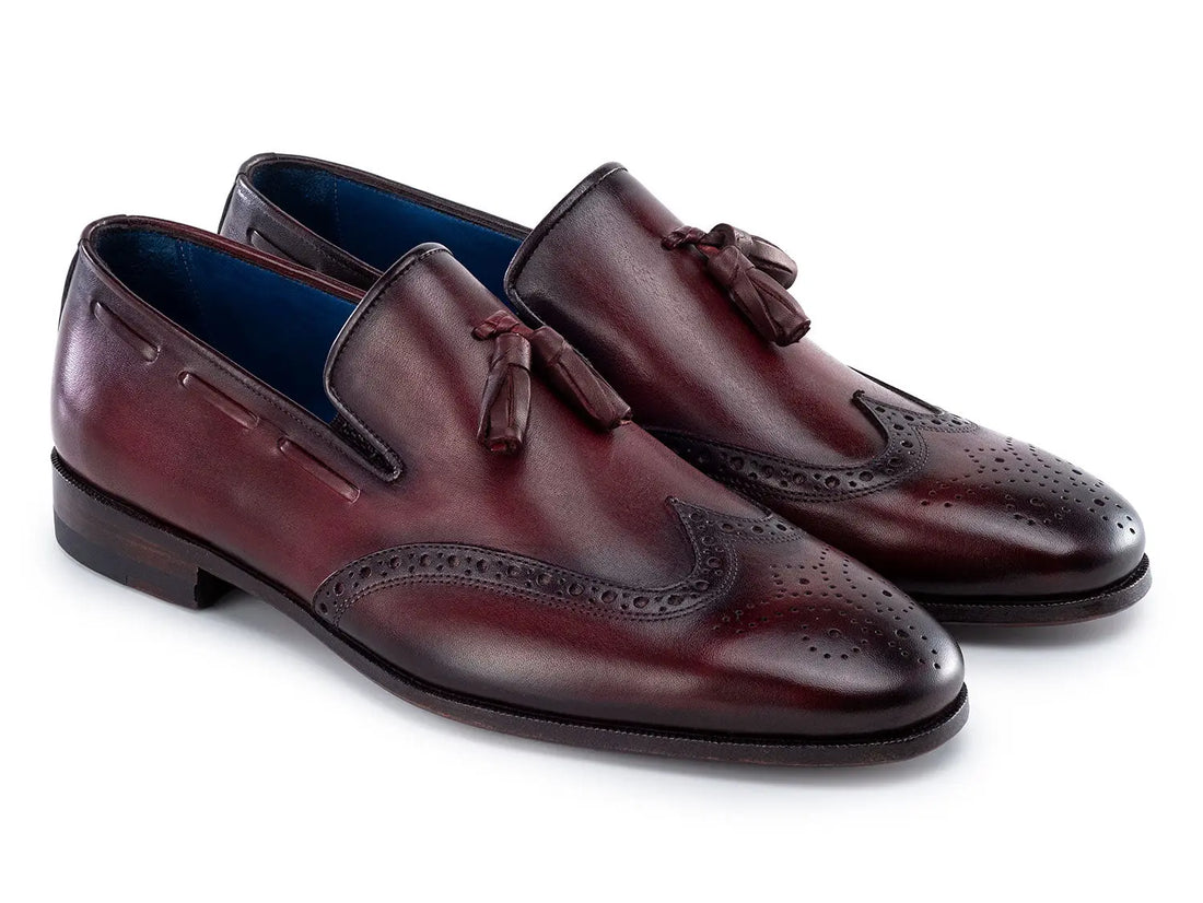 Paul Parkman Men's Bordeaux Wingtip Tassel Loafers (ID#WL34-BRD) PAUL PARKMAN