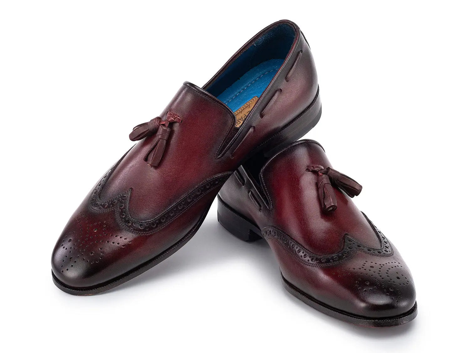 Paul Parkman Men's Bordeaux Wingtip Tassel Loafers (ID#WL34-BRD) PAUL PARKMAN