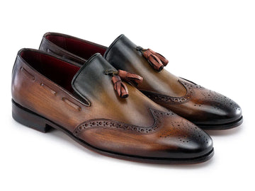 Paul Parkman Men's Green Wingtip Tassel Loafers (ID#WL34-GRN) PAUL PARKMAN