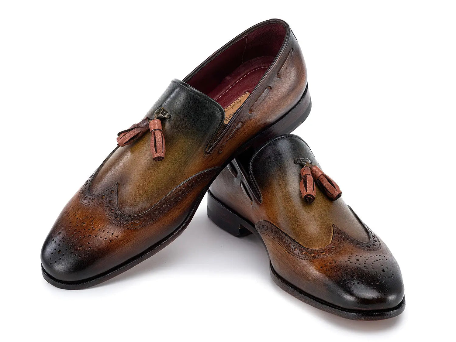 Paul Parkman Men's Green Wingtip Tassel Loafers (ID#WL34-GRN) PAUL PARKMAN