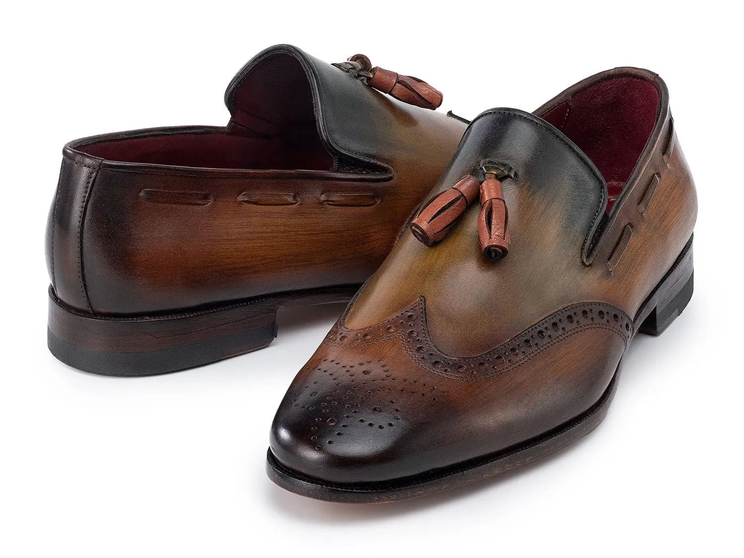 Paul Parkman Men's Green Wingtip Tassel Loafers (ID#WL34-GRN) PAUL PARKMAN