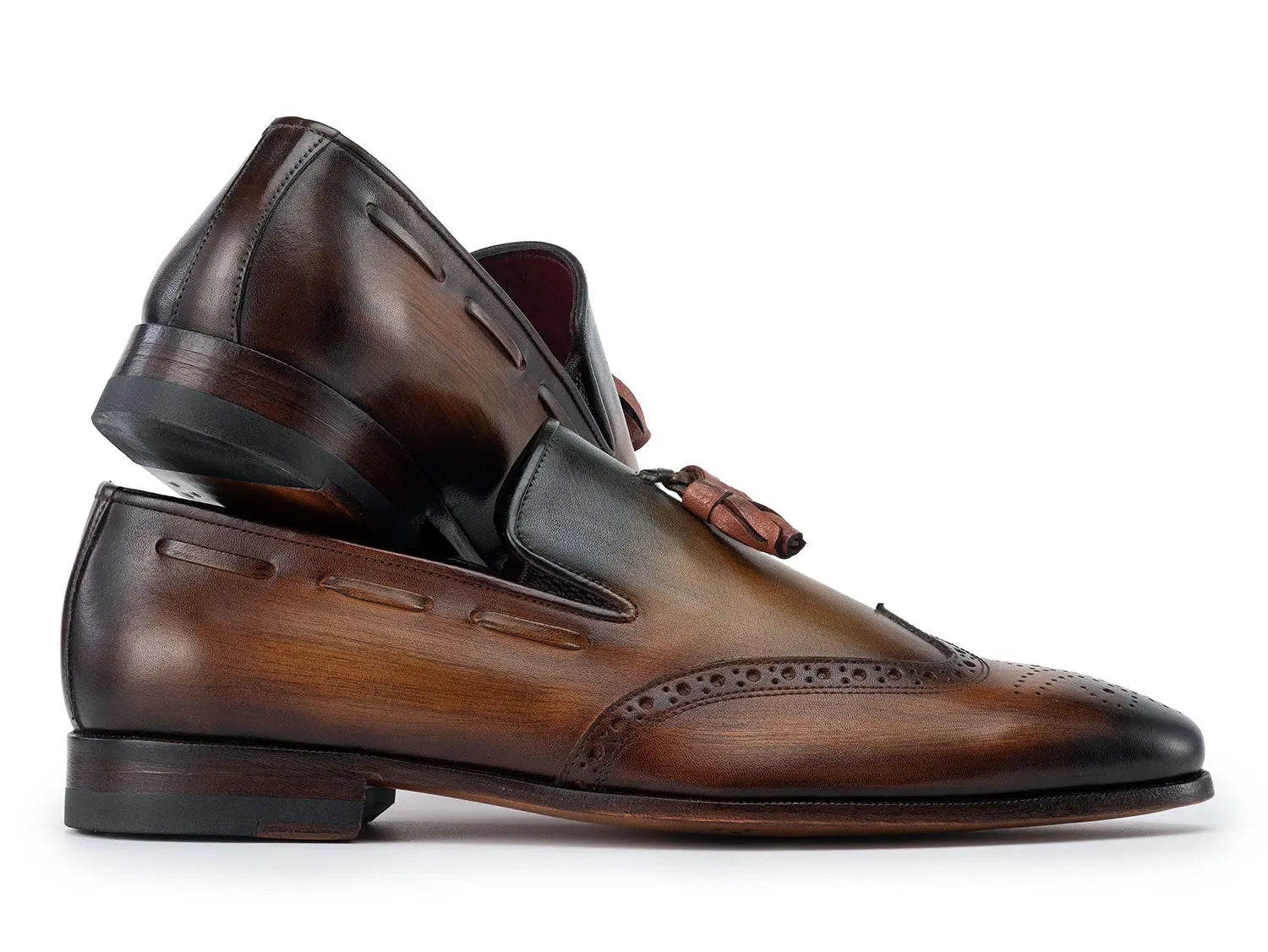 Paul Parkman Men's Green Wingtip Tassel Loafers (ID#WL34-GRN) PAUL PARKMAN