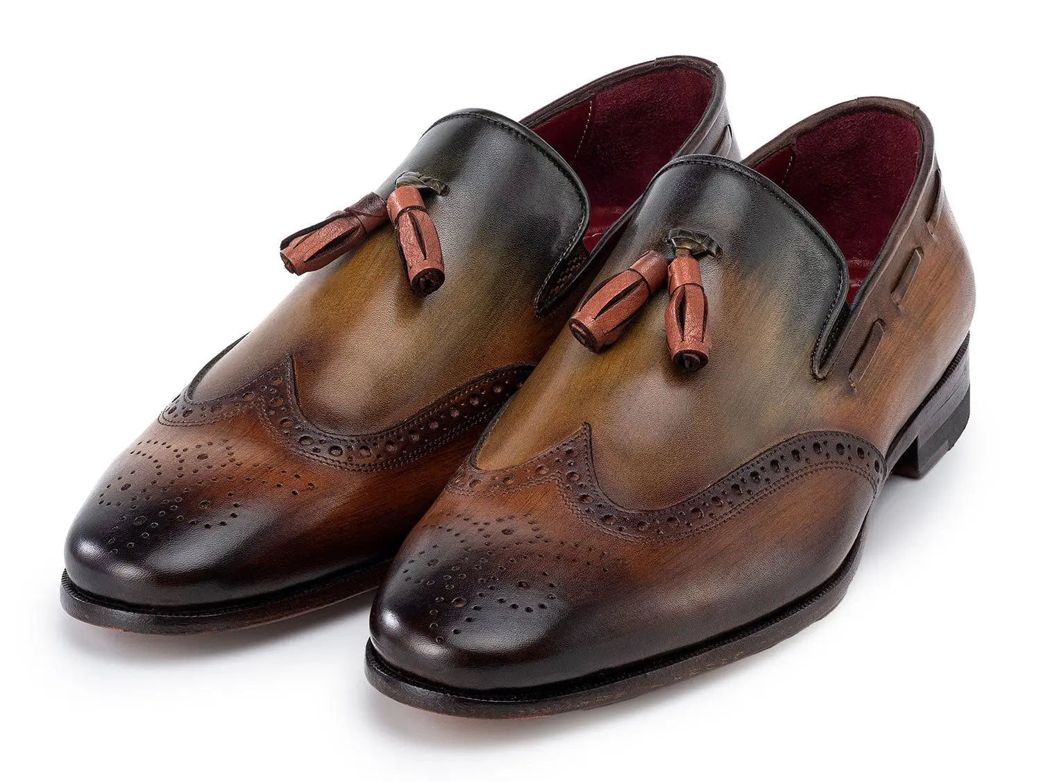 Paul Parkman Men's Green Wingtip Tassel Loafers (ID#WL34-GRN) PAUL PARKMAN