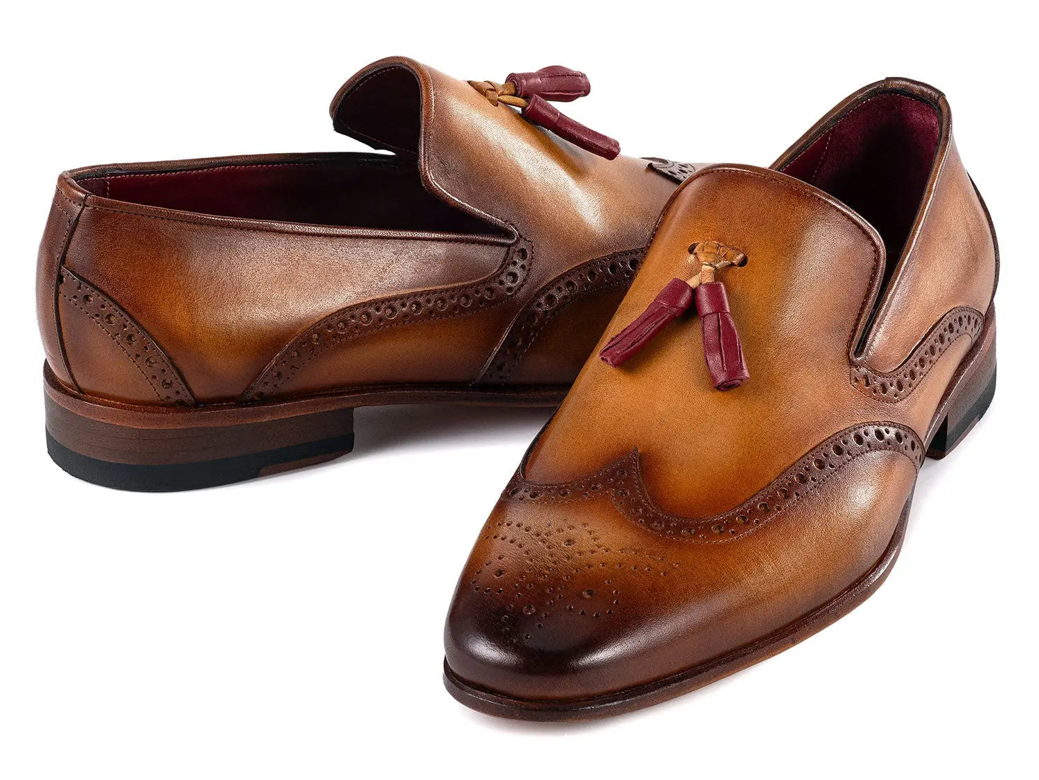 Paul Parkman Men's Brown Genuine Leather Wingtip Tassel Loafers (ID#WL667-BRW) PAUL PARKMAN