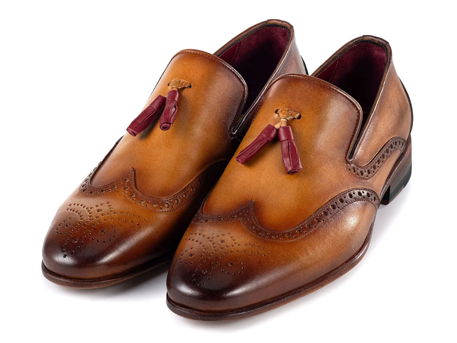 Paul Parkman Men's Brown Genuine Leather Wingtip Tassel Loafers (ID#WL667-BRW) PAUL PARKMAN