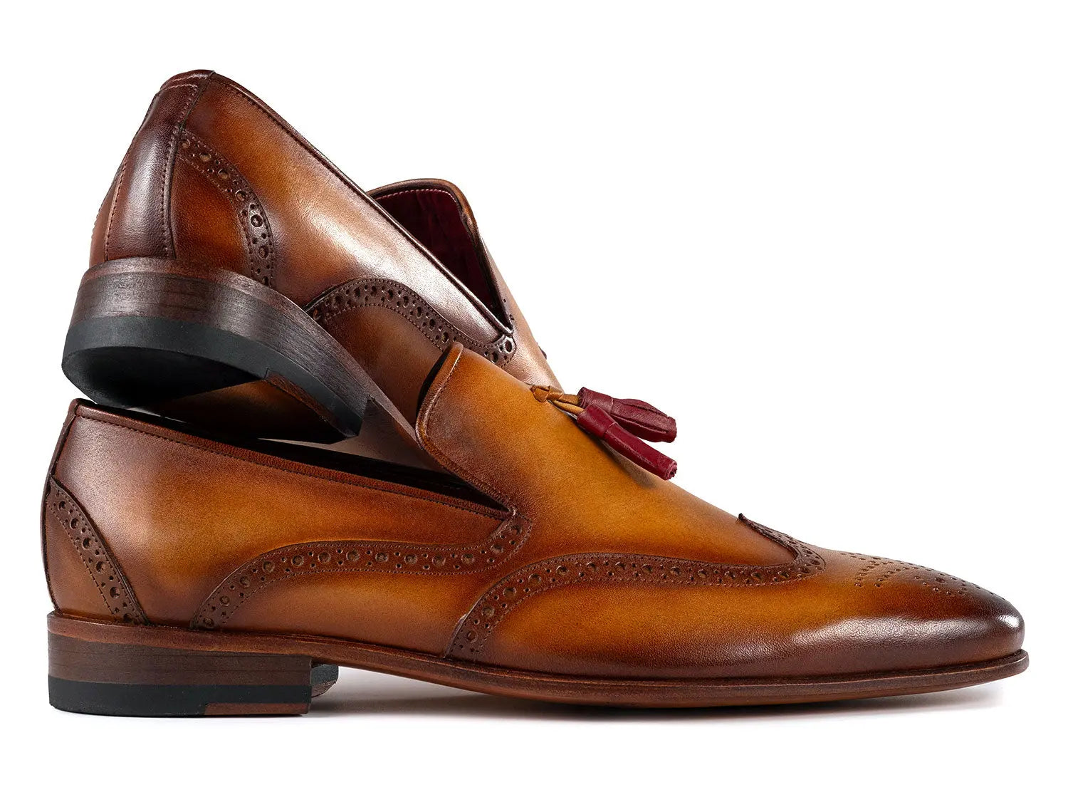 Paul Parkman Men's Brown Genuine Leather Wingtip Tassel Loafers (ID#WL667-BRW) PAUL PARKMAN