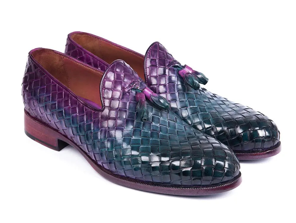 Paul Parkman Men's Multicolor Woven Genuine Leather Tassel Loafers (ID#WVN88-MIX) PAUL PARKMAN